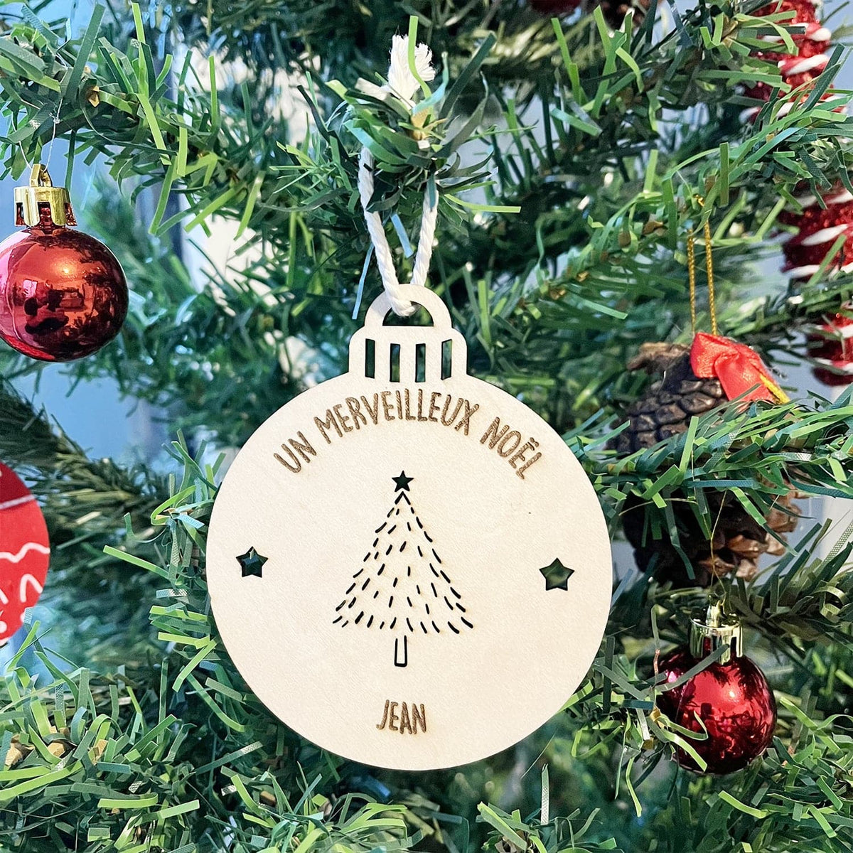 Boule De Noël En Céramique Personnalisable Père Noël - Décor Sapin 9 Cm