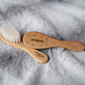 Brosse à cheveux pour bébé personnalisé en bois