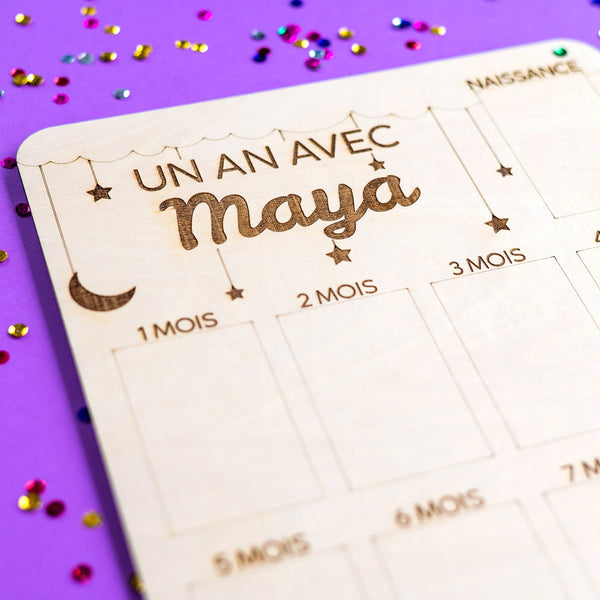 Pancarte Personnalisée Première Année de Bébé