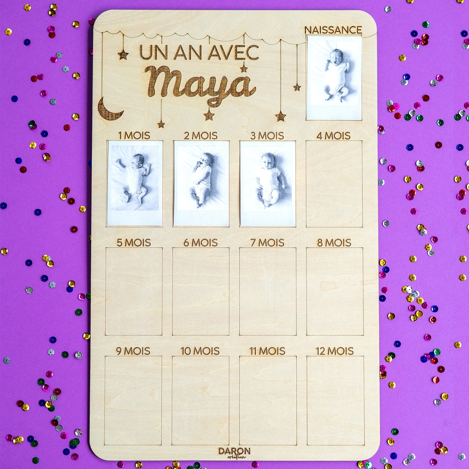 Pancarte Personnalisée Première Année de Bébé
