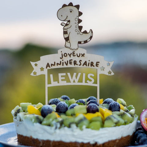 Cake Topper "DINOSAURE" en bois personnalisé