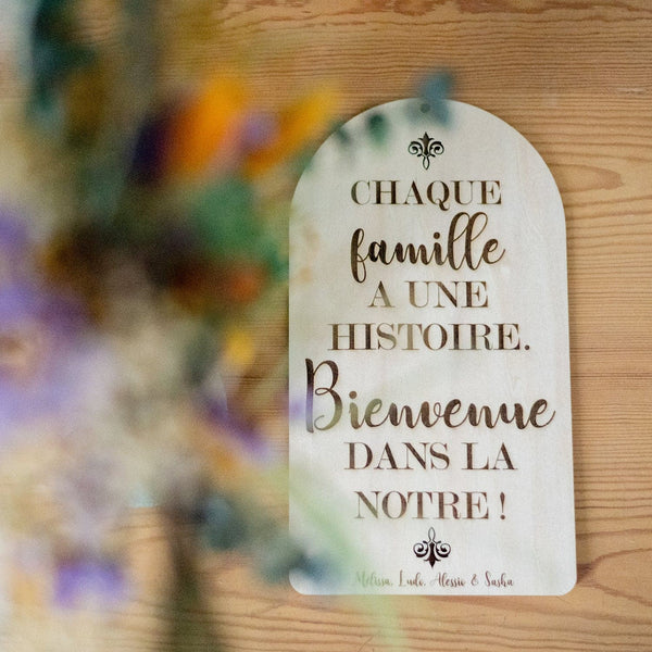 Affiche "famille" en bois personnalisée