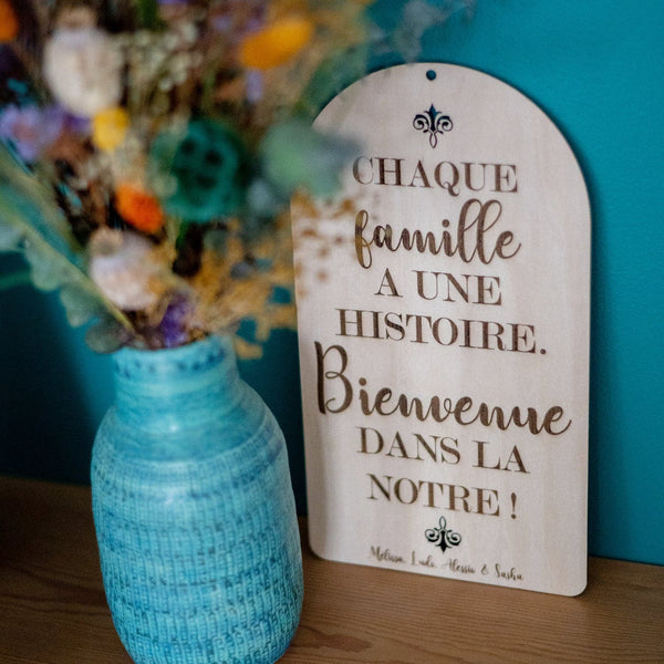 Affiche "famille" en bois personnalisée