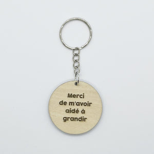 Porte clef "Grandir" en bois personnalisé