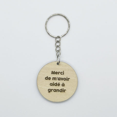 Porte clef "Grandir" en bois personnalisé