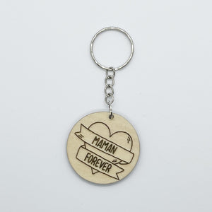 Porte clef "MAMAN FOREVER" en bois personnalisé