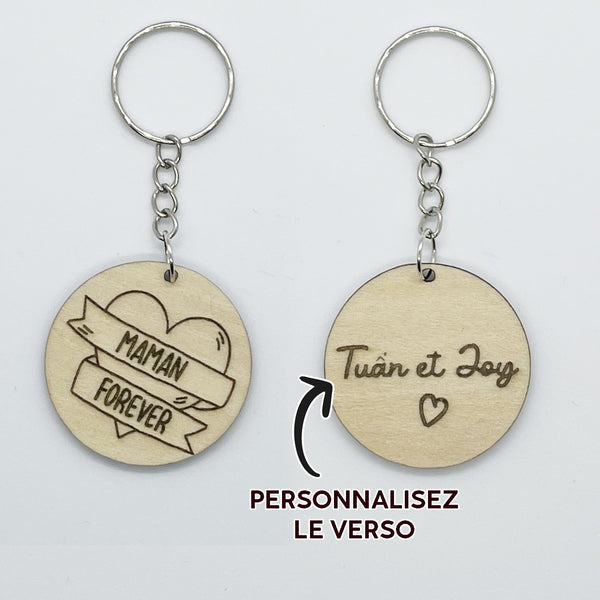 Porte clef "MAMAN FOREVER" en bois personnalisé