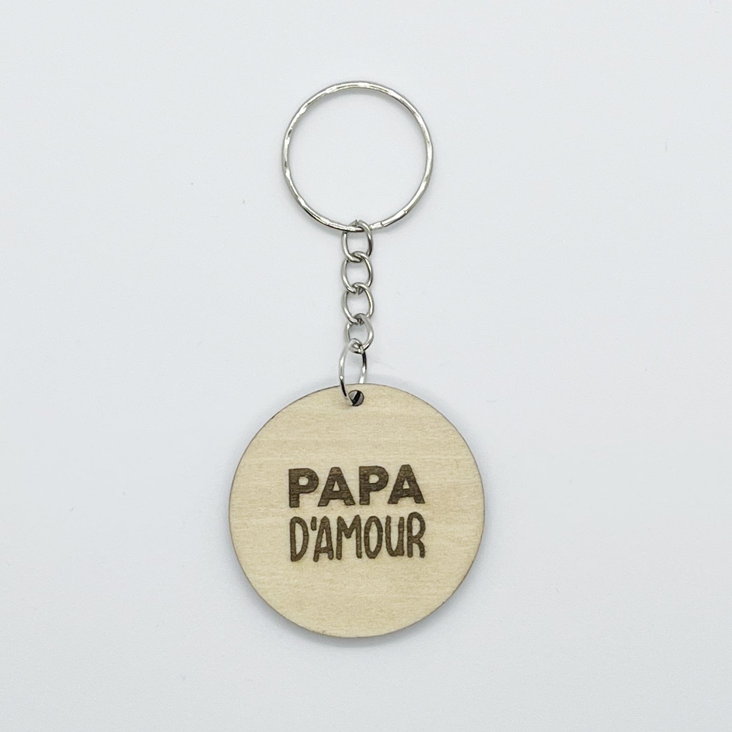 Porte clef "PAPA D'AMOUR" en bois personnalisé