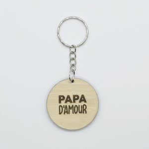 Porte clef "PAPA D'AMOUR" en bois personnalisé