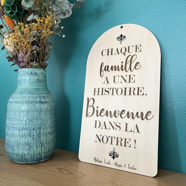 Affiche "famille" en bois personnalisée