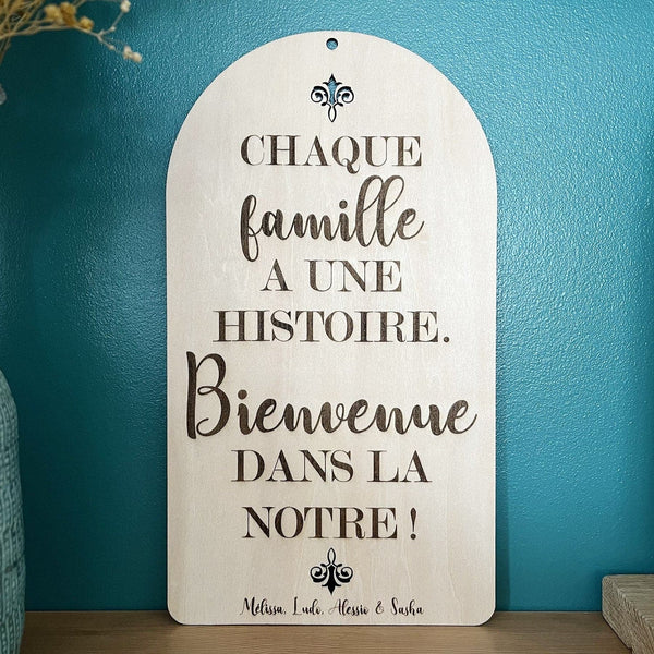 Affiche "famille" en bois personnalisée
