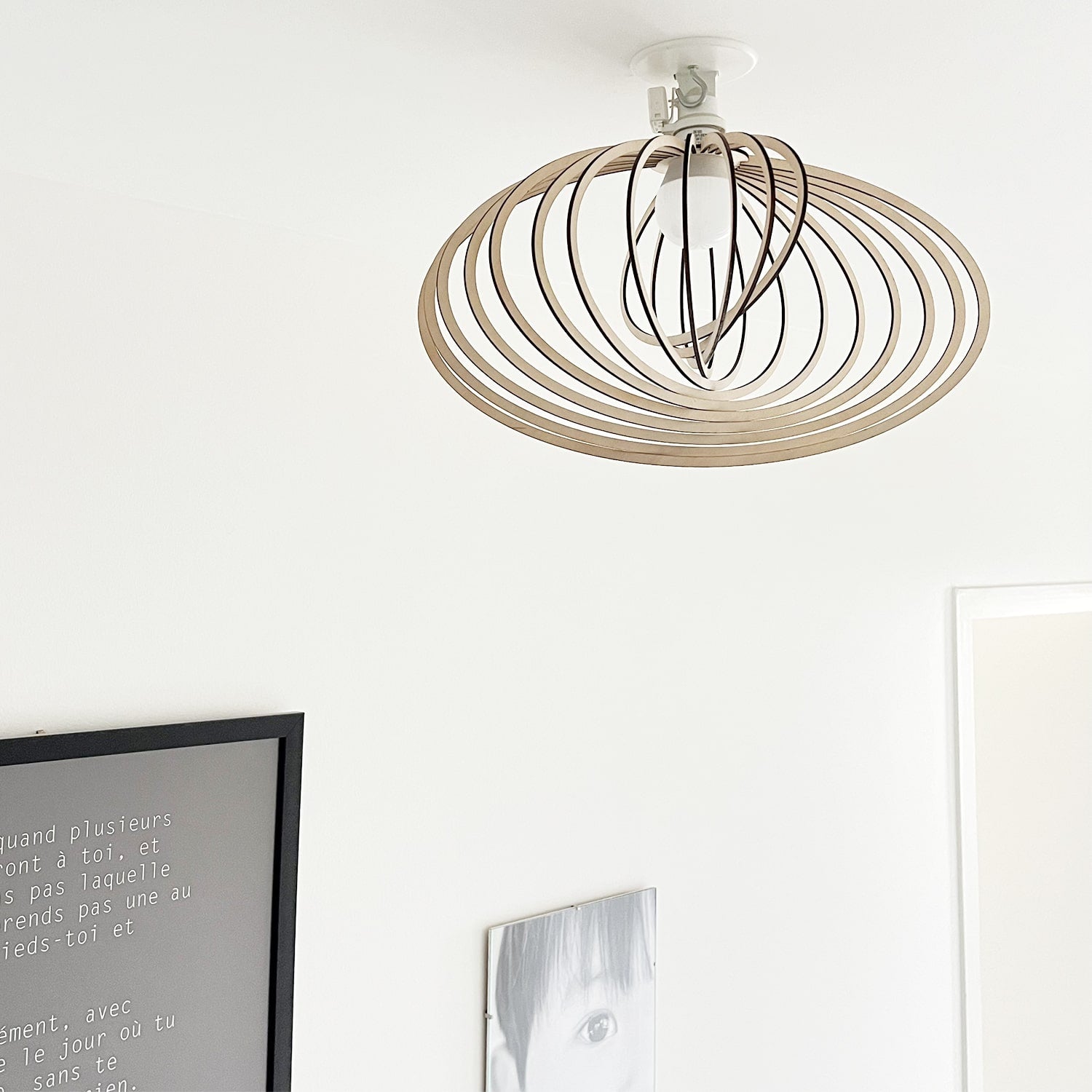 Suspension luminaire en bois